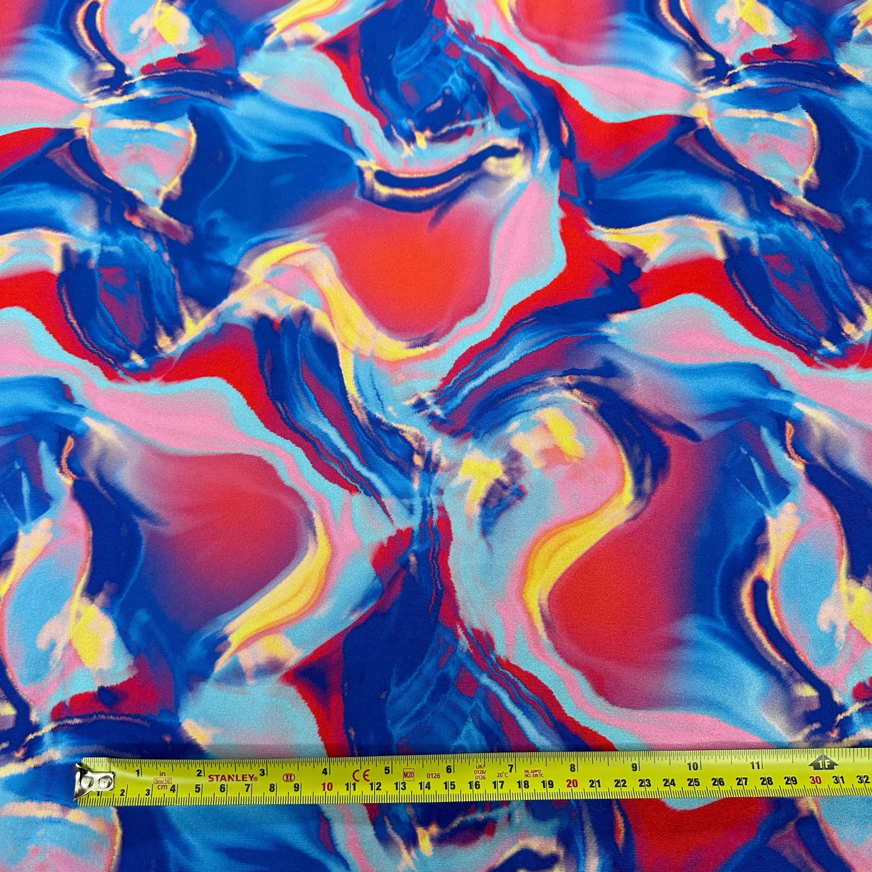 FS1194 Tie Dye Spandex All Way Stretch Fabric Blue Red Yellow