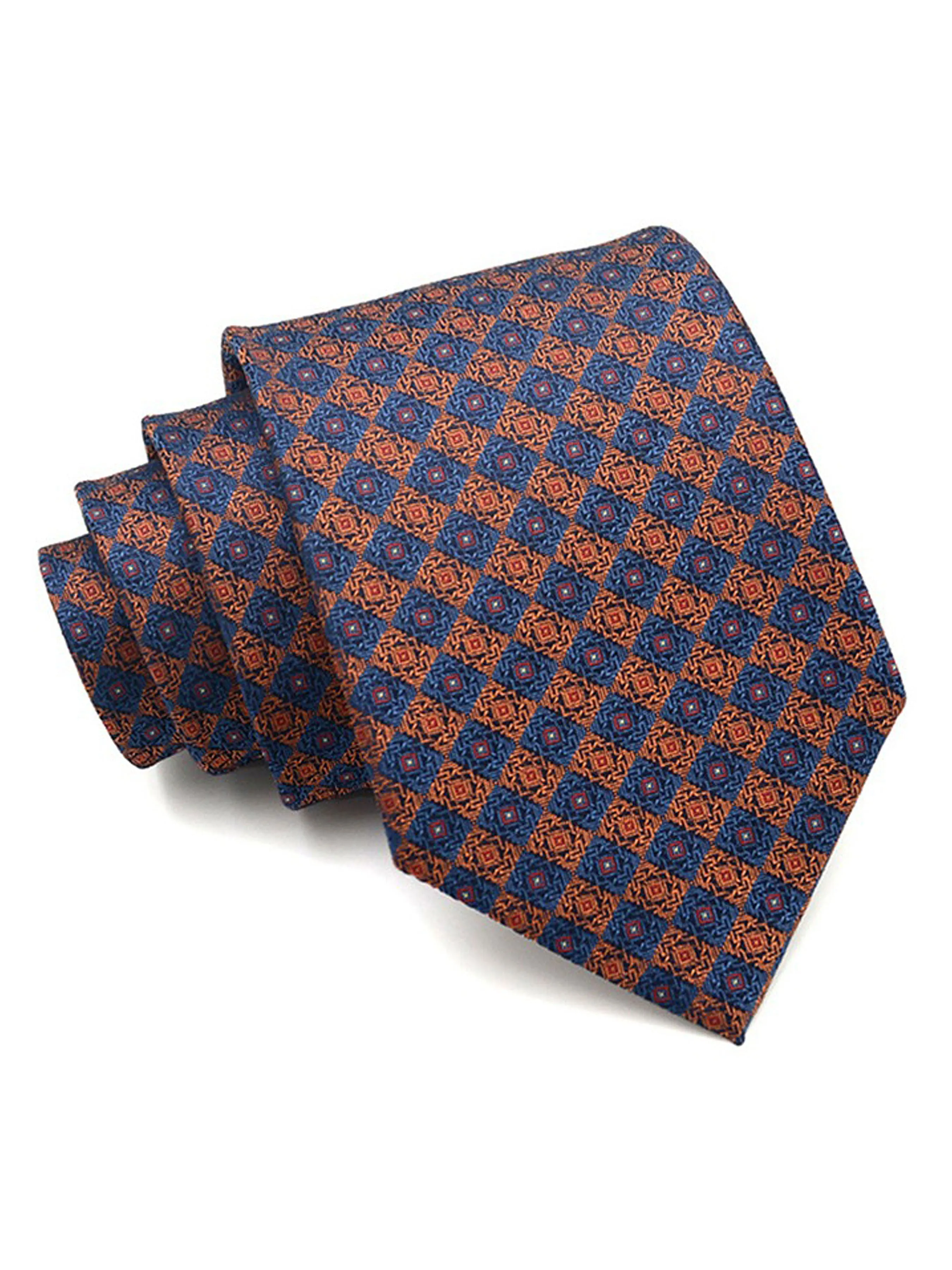 Geometric Tie - Copper with Blue Rectangle