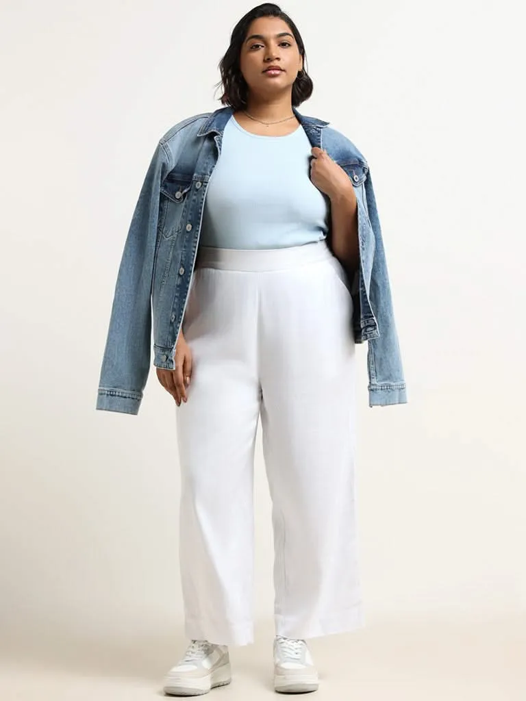 Gia Plain White Mid Rise Pants