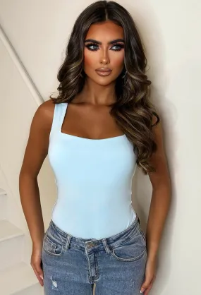 Girl Crush Baby Blue Square Neck Sleeveless Bodysuit