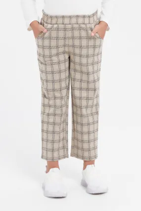 Girls Check Jacquard Knit Trousers