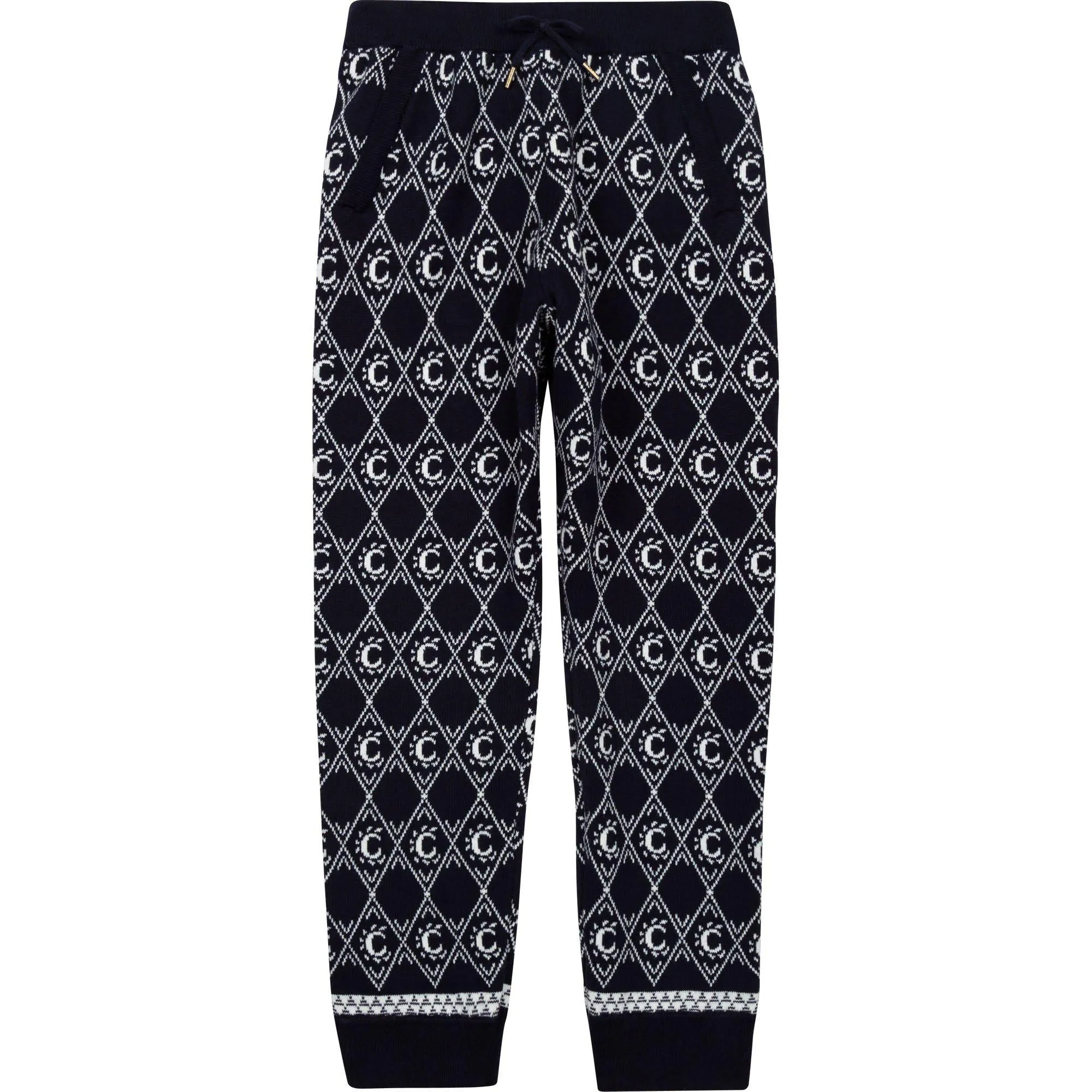 Girls Navy Knitted Trousers