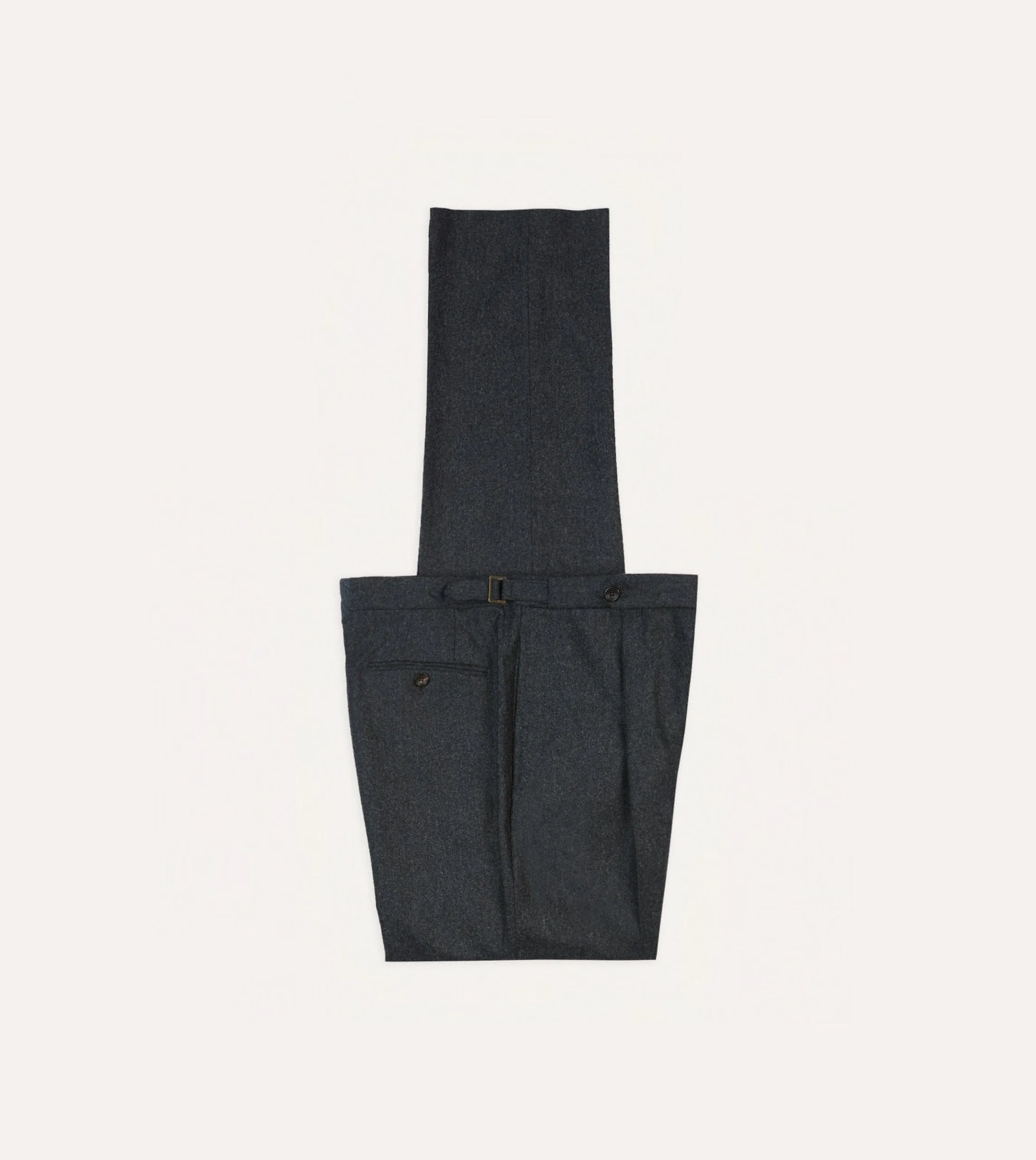 Grey Wool Flannel Single Pleat Trouser