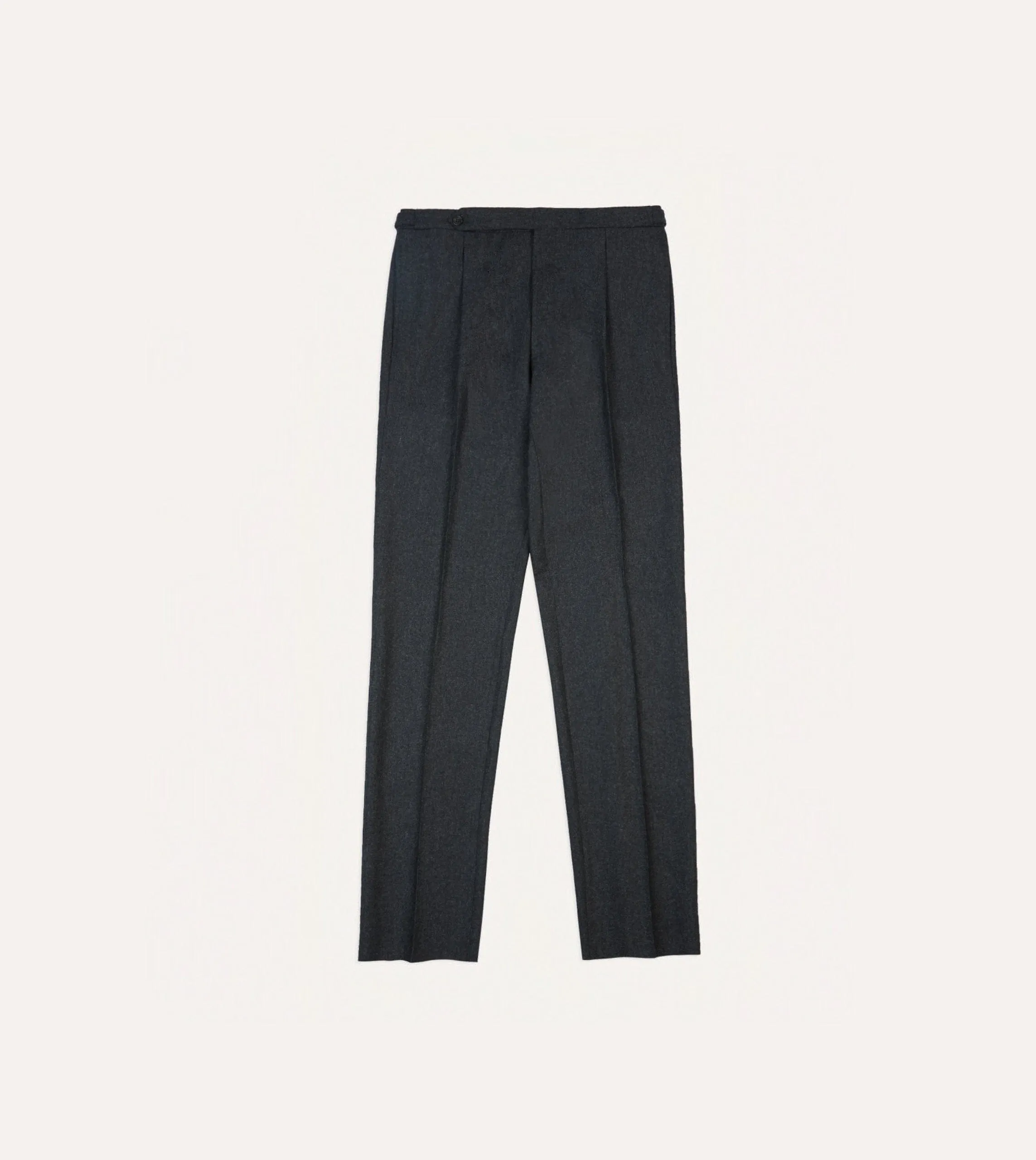 Grey Wool Flannel Single Pleat Trouser