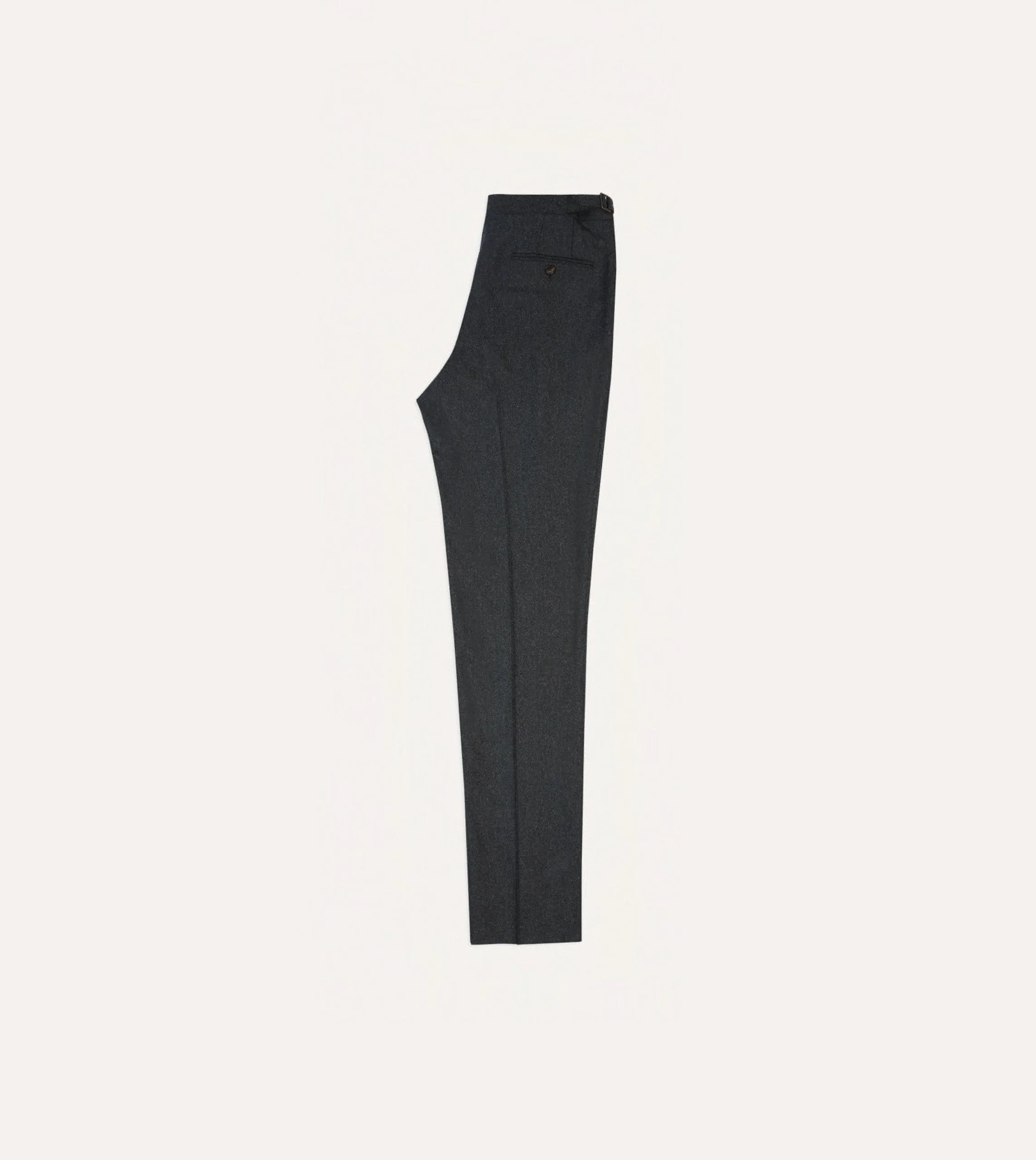 Grey Wool Flannel Single Pleat Trouser