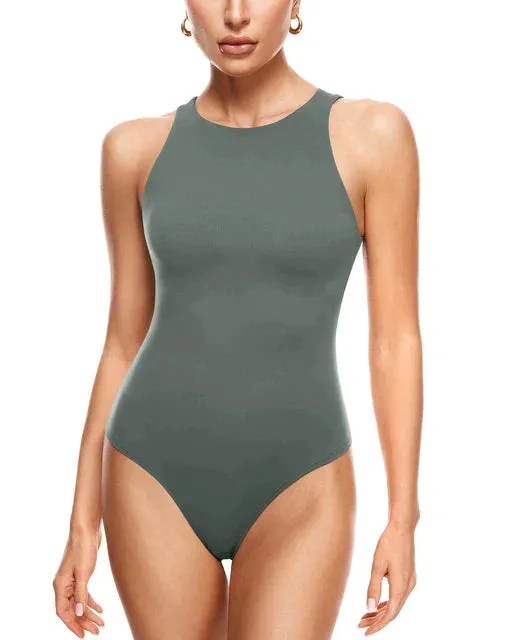 Halter Neck Thong Bodysuit for Women