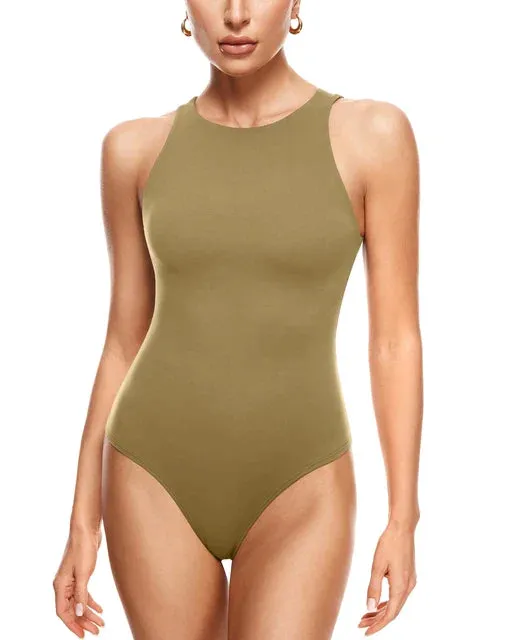 Halter Neck Thong Bodysuit for Women