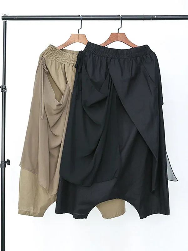 Harem Pants Loose Pleated Solid Color Ninth Pants