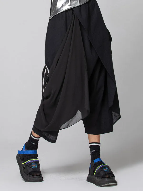 Harem Pants Loose Pleated Solid Color Ninth Pants