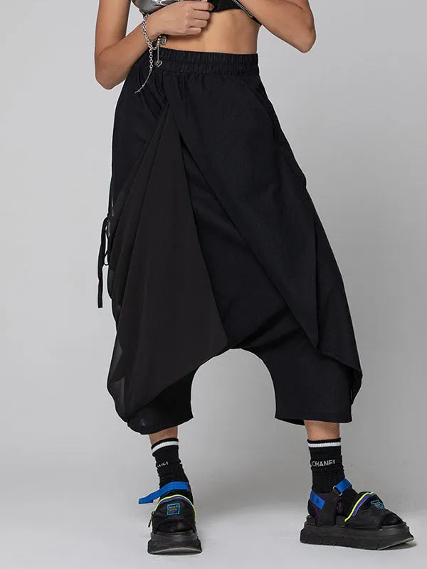 Harem Pants Loose Pleated Solid Color Ninth Pants