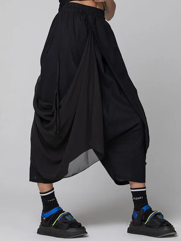 Harem Pants Loose Pleated Solid Color Ninth Pants