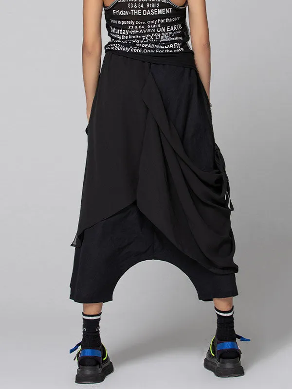 Harem Pants Loose Pleated Solid Color Ninth Pants