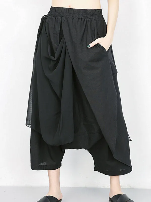 Harem Pants Loose Pleated Solid Color Ninth Pants