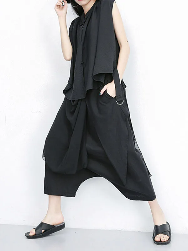 Harem Pants Loose Pleated Solid Color Ninth Pants