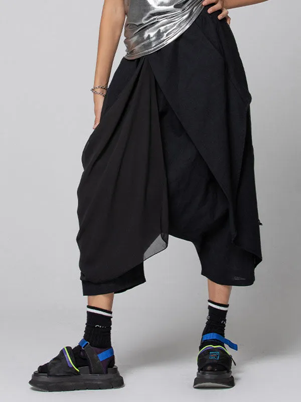 Harem Pants Loose Pleated Solid Color Ninth Pants