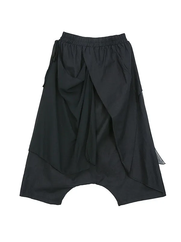 Harem Pants Loose Pleated Solid Color Ninth Pants