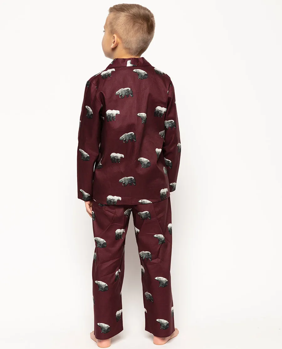 Harley Burgundy Polar Bear Print Pyjama Set