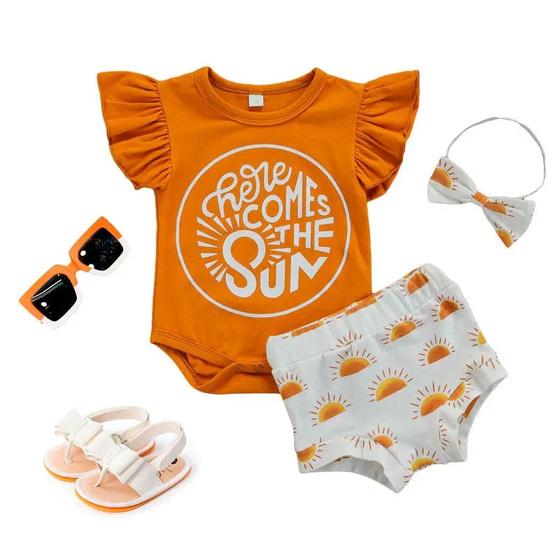 Here Comes The Sun Ruffled Baby Set