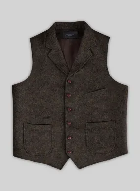 Highlander Heavy Dark Brown Herringbone Tweed Hunting Vest