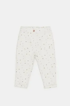 Infant Girls White Floral Print Trousers