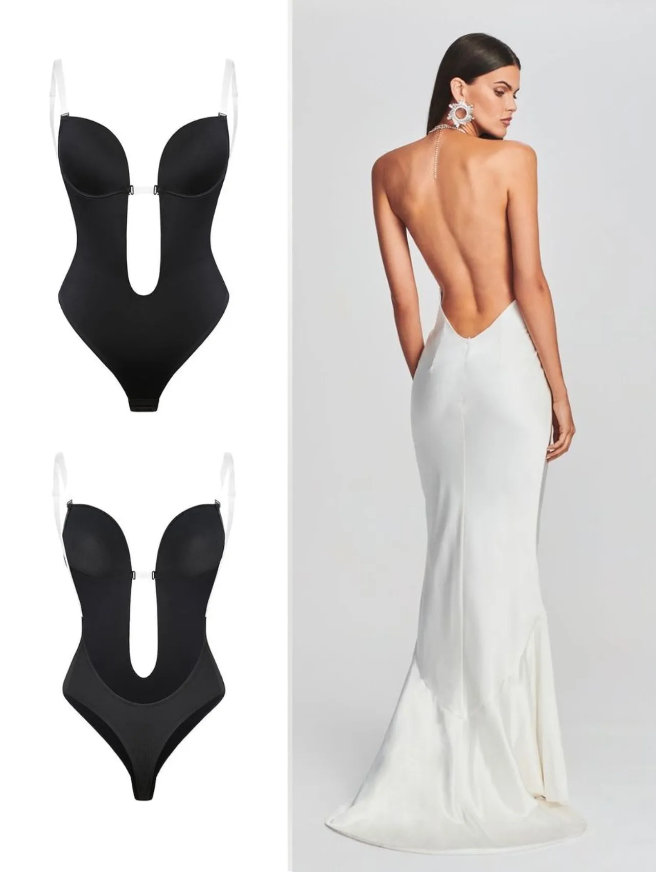 Invisible Backless & Strapless Deep Plunge Bodysuit & Bra