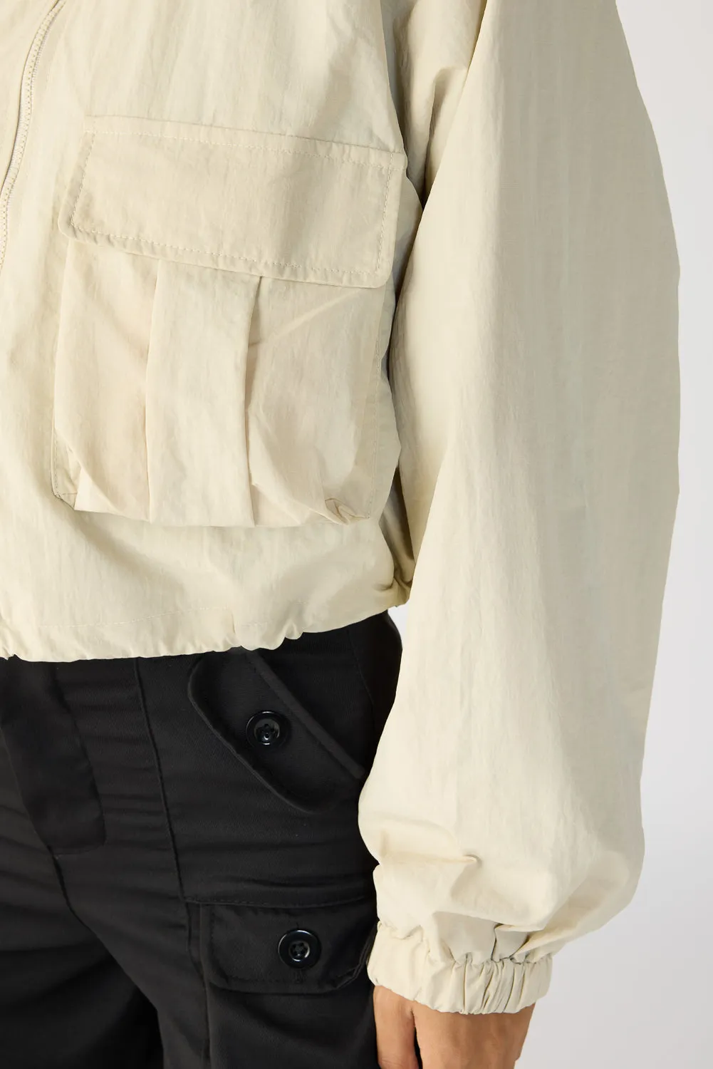 Ivory Cropped Cargo Jacket