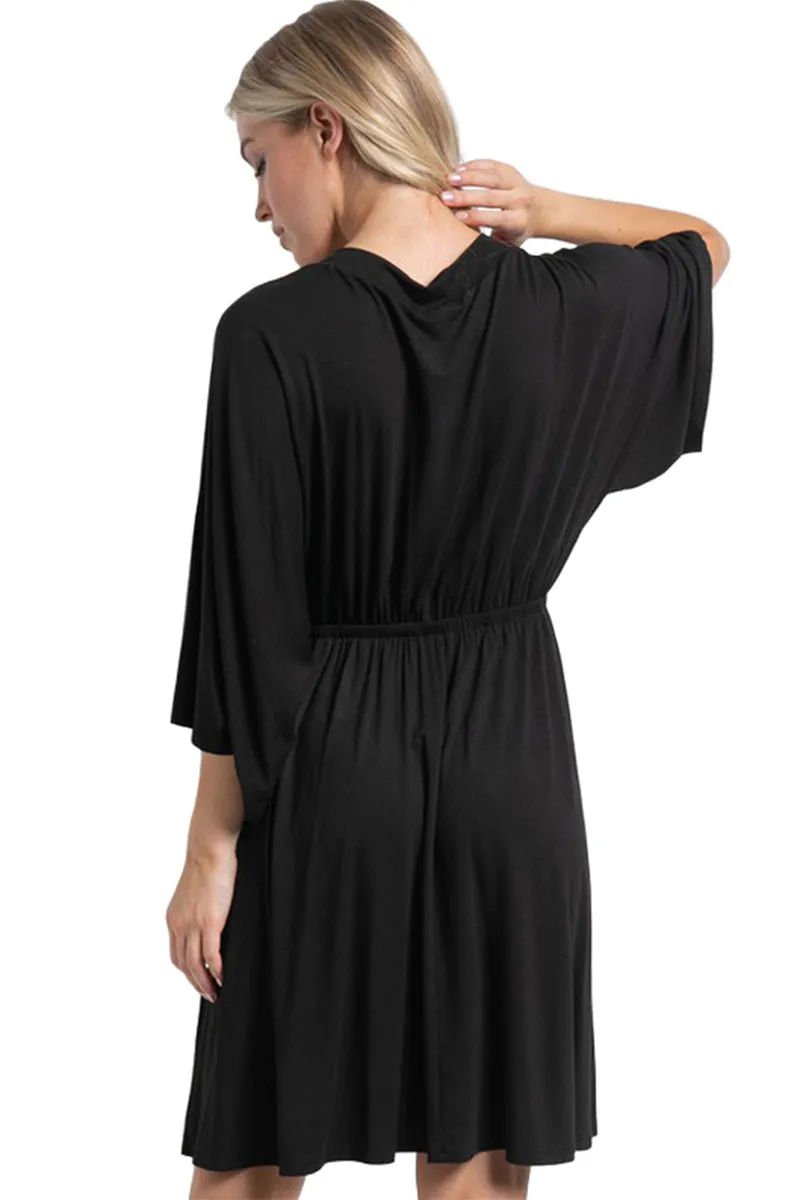 Kimono Sleeve Front Wrap Dress