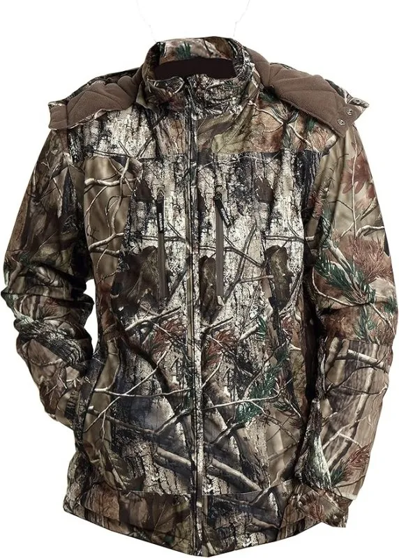 Krumba Mens Camo Hunting Jacket: Winter Insulated Warmer Tactical Windproof Softshell Camping Coat