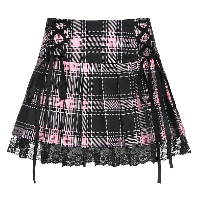 Lace Plaid Skirt