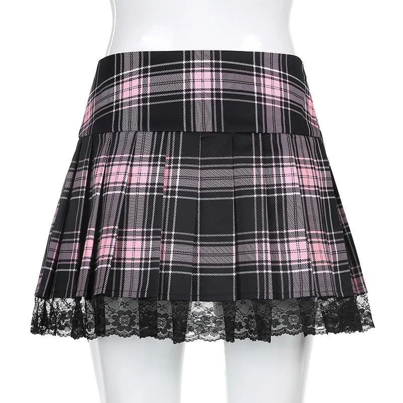 Lace Plaid Skirt