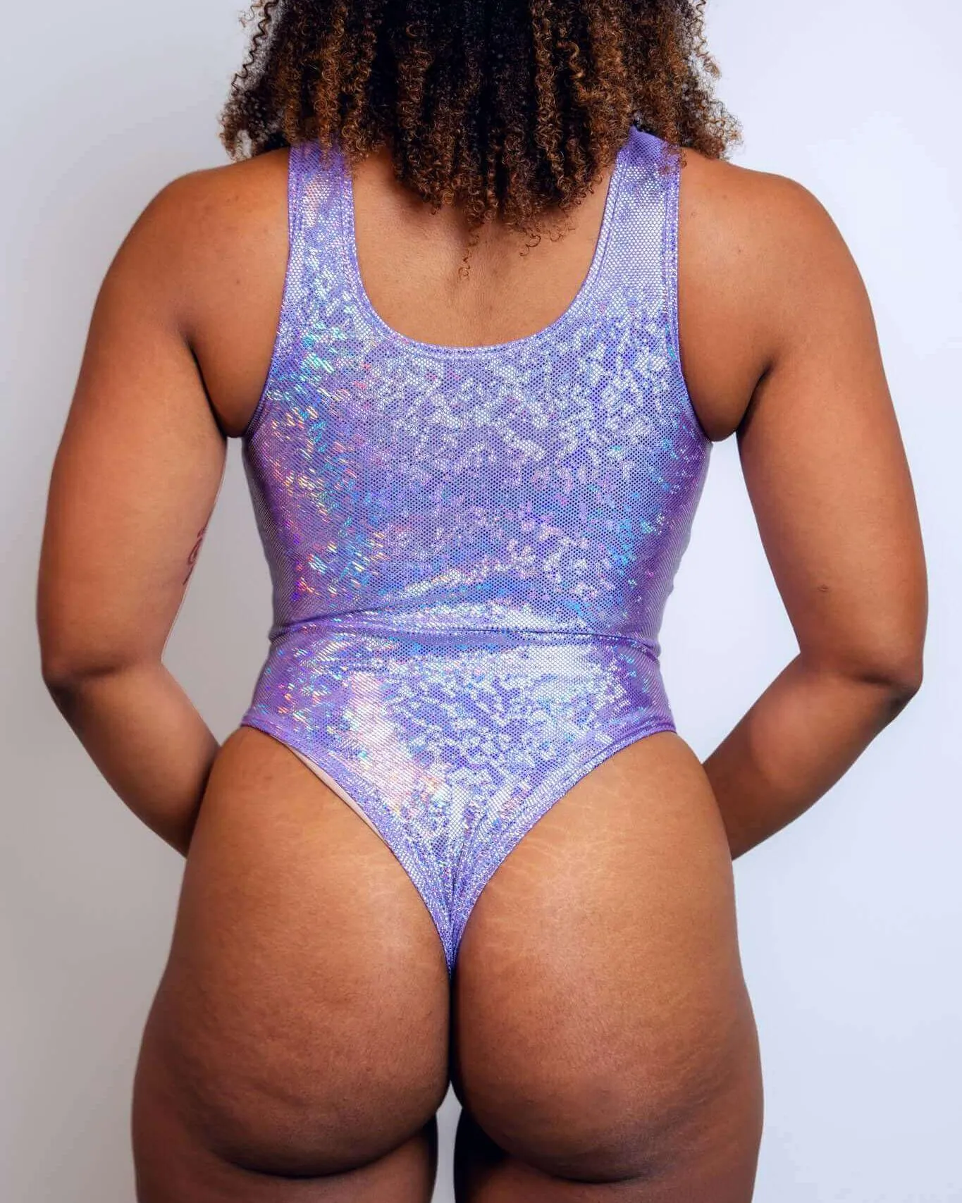 Lavender Holo Keyhole Bodysuit