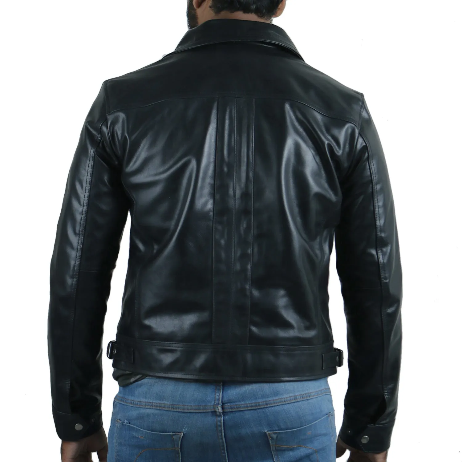 Leather Jackets Hub Mens Genuine Cowhide Leather Jacket (Black, Regal Jacket) - 1501010