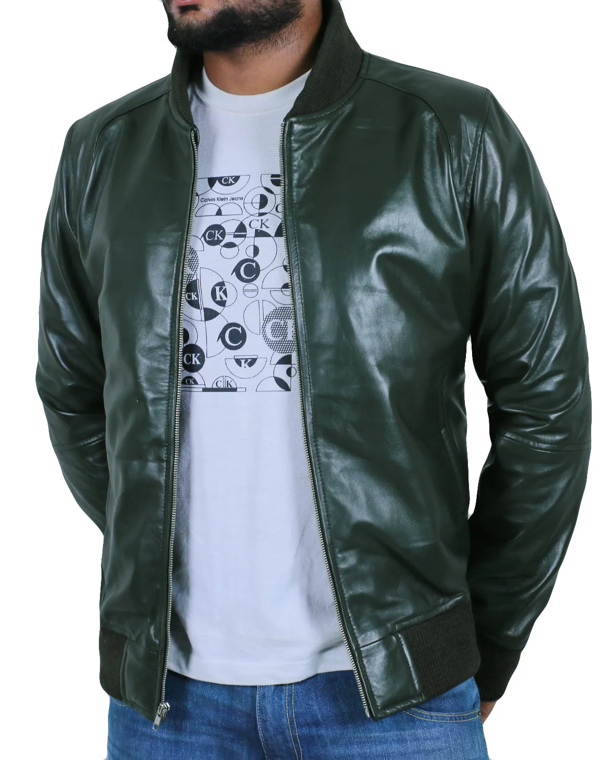 Leather Jackets Hub Mens Genuine Lambskin Leather Jacket (Black, Bomber Jacket) - 1501361