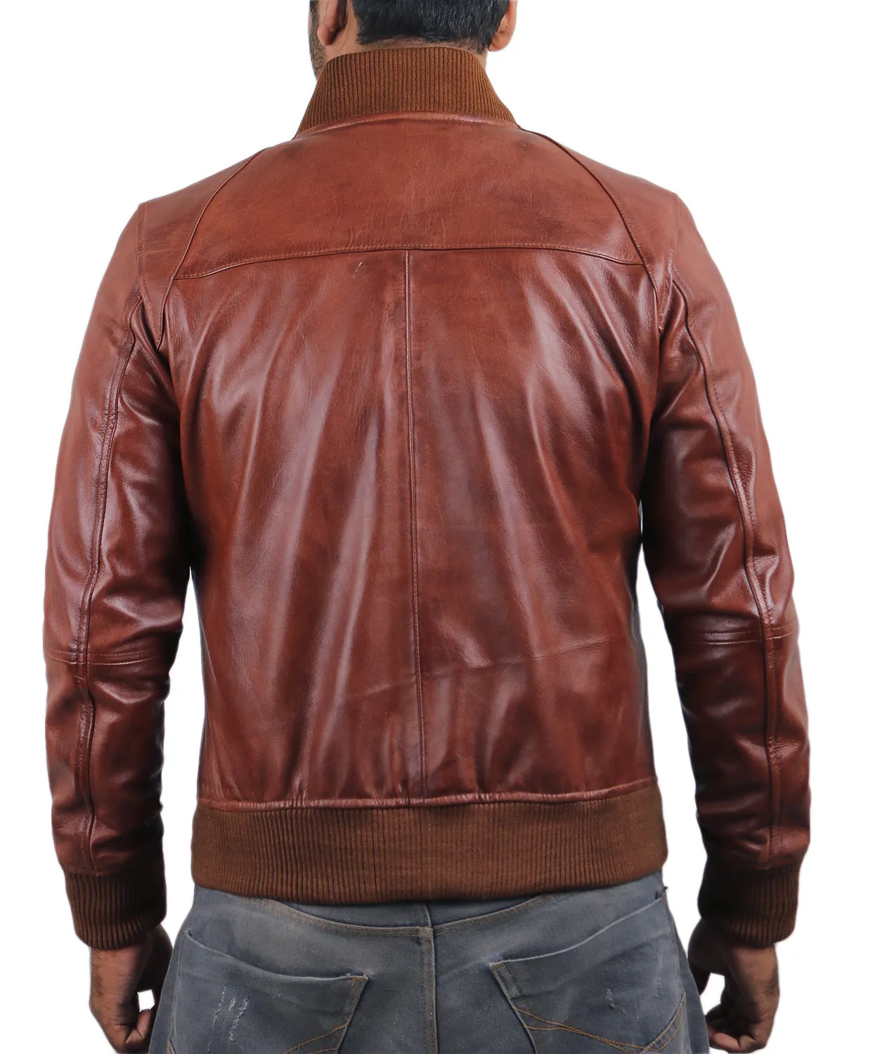 Leather Jackets Hub Mens Genuine Lambskin Leather Jacket (Black, Bomber Jacket) - 1501361