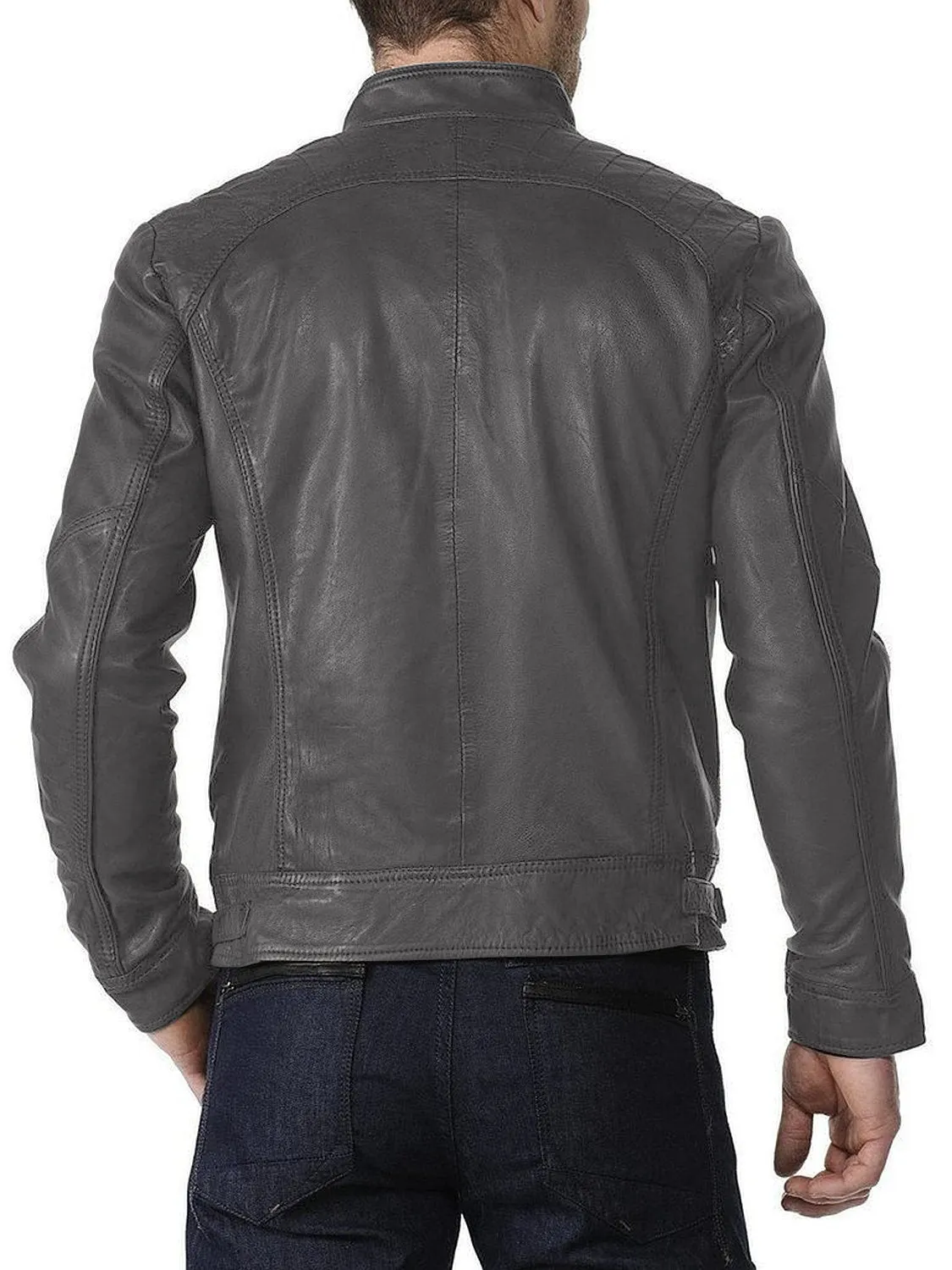 Leather Jackets Hub Mens Genuine Lambskin Leather Jacket (Black, Racer Jacket) - 1501018