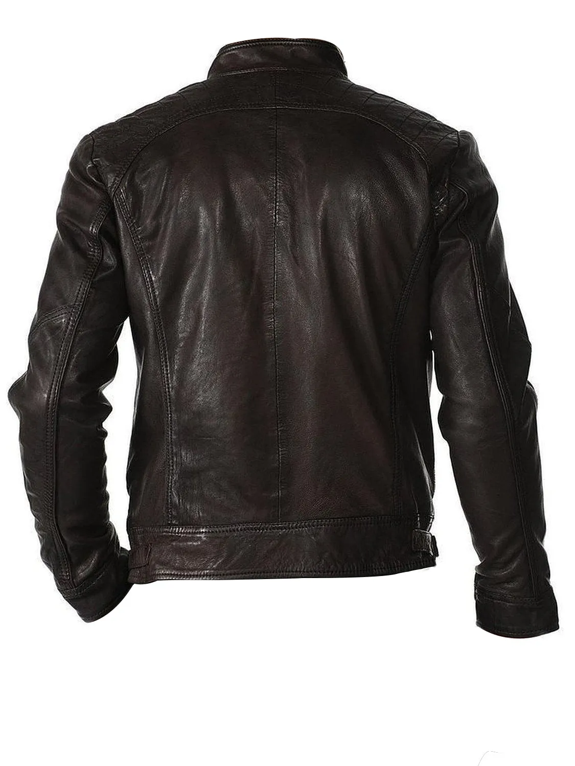 Leather Jackets Hub Mens Genuine Lambskin Leather Jacket (Black, Racer Jacket) - 1501018