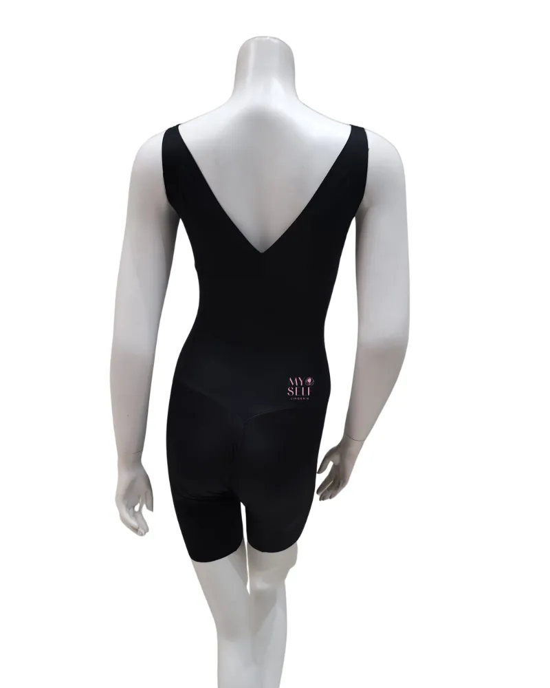 Leonisa Black Undetectable Step In Mid Thigh Bodysuit