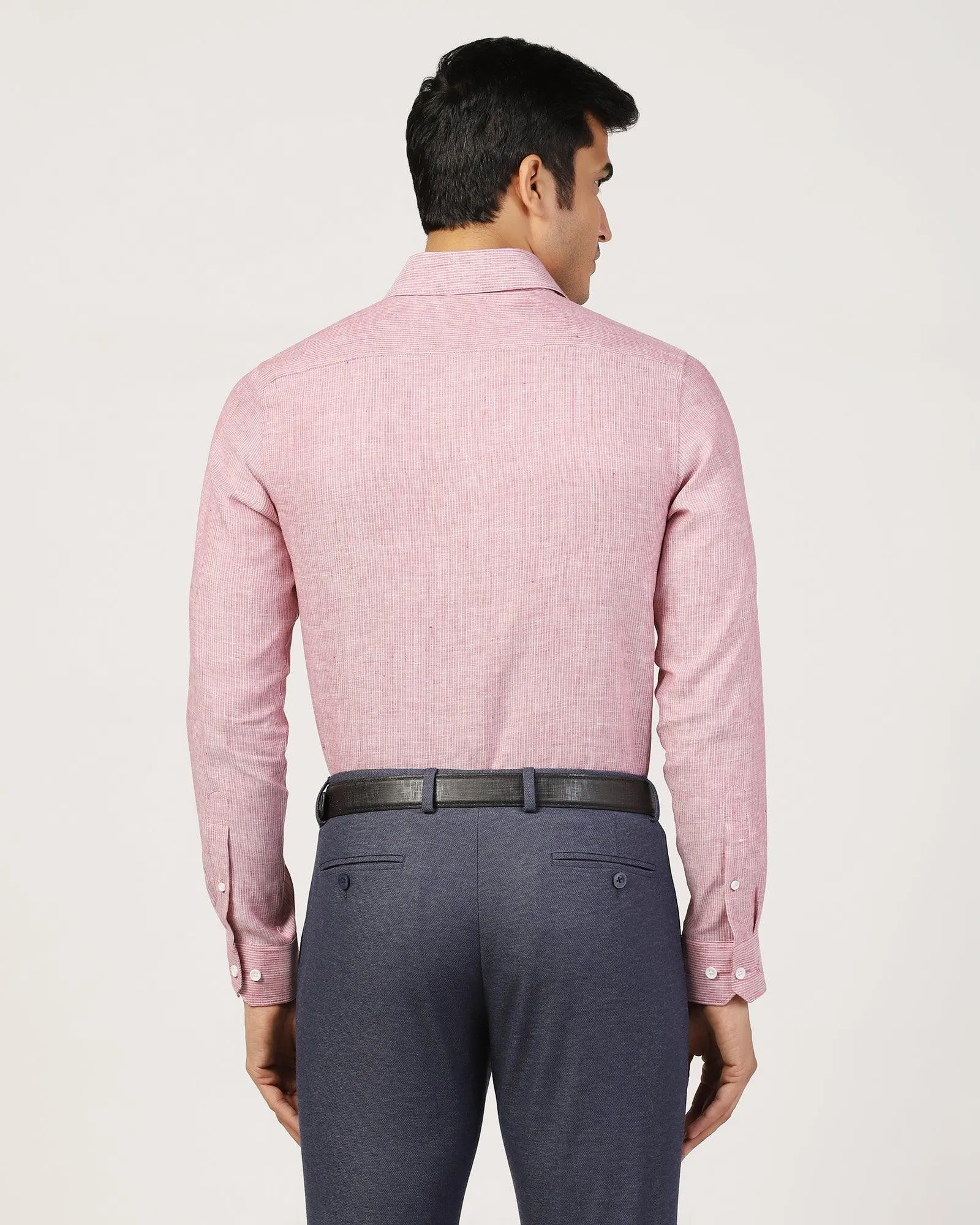 Linen Formal Pink Stripe Shirt - Andres