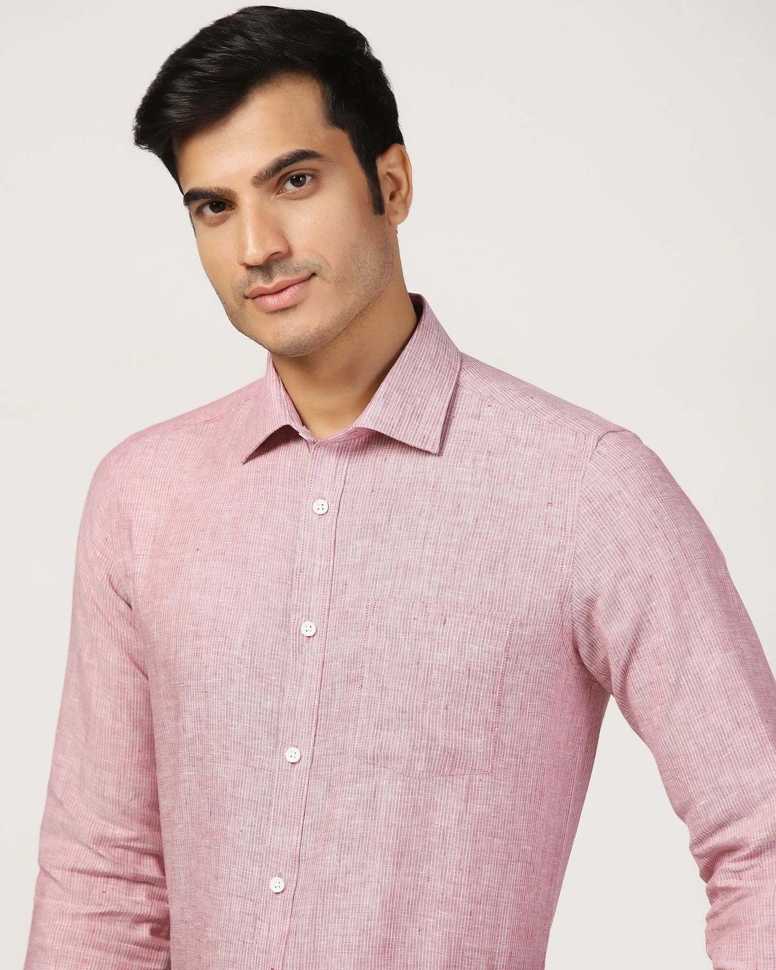 Linen Formal Pink Stripe Shirt - Andres