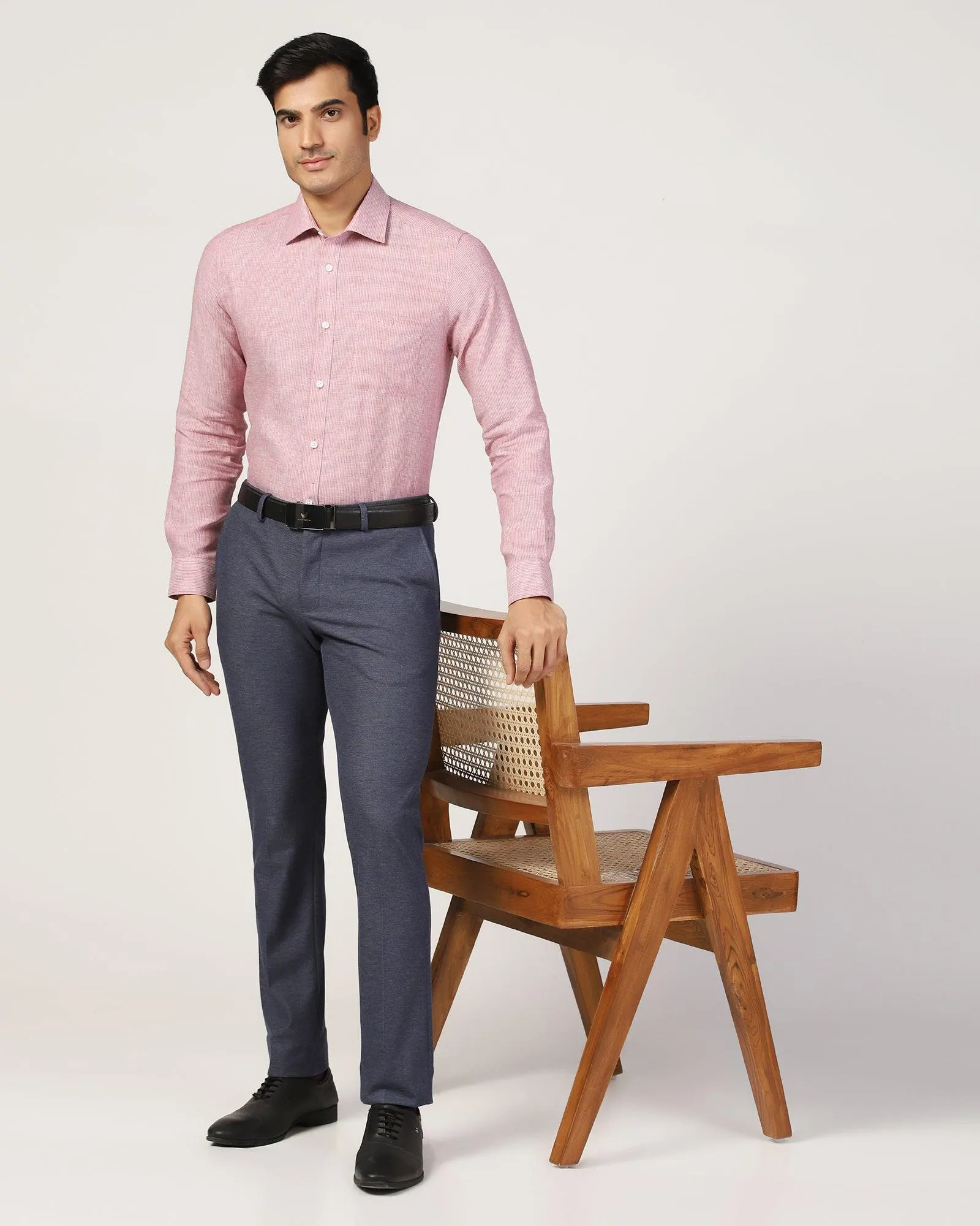 Linen Formal Pink Stripe Shirt - Andres