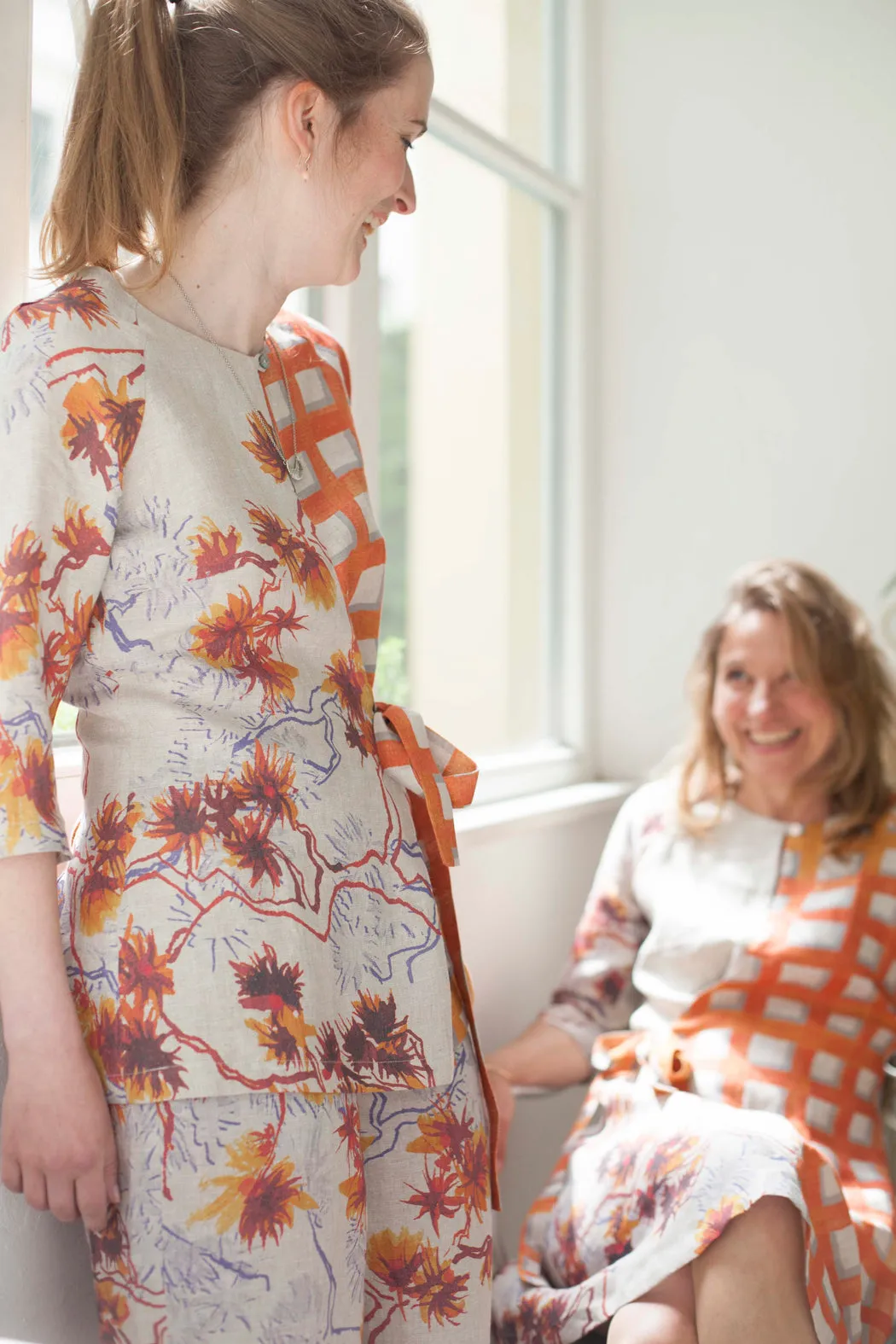 Linen Wrap Dress Orange