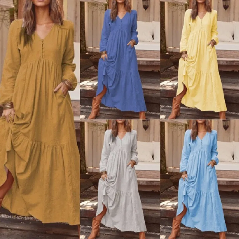 Long Sleeve Boho Summer Dress For Women, Bohemian Dress