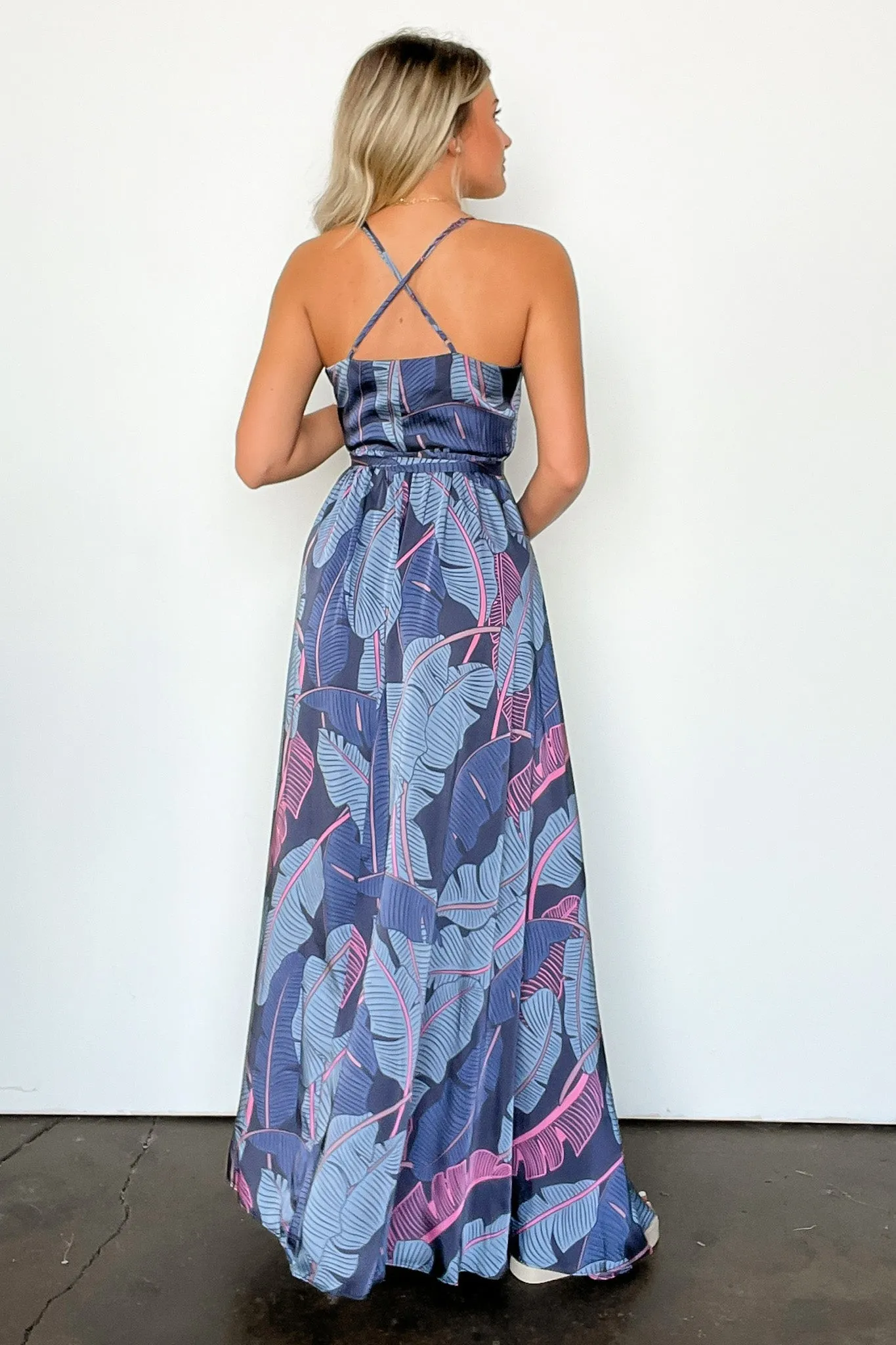 Lovely Mindset Leaf Print Wrap Maxi Dress - FINAL SALE