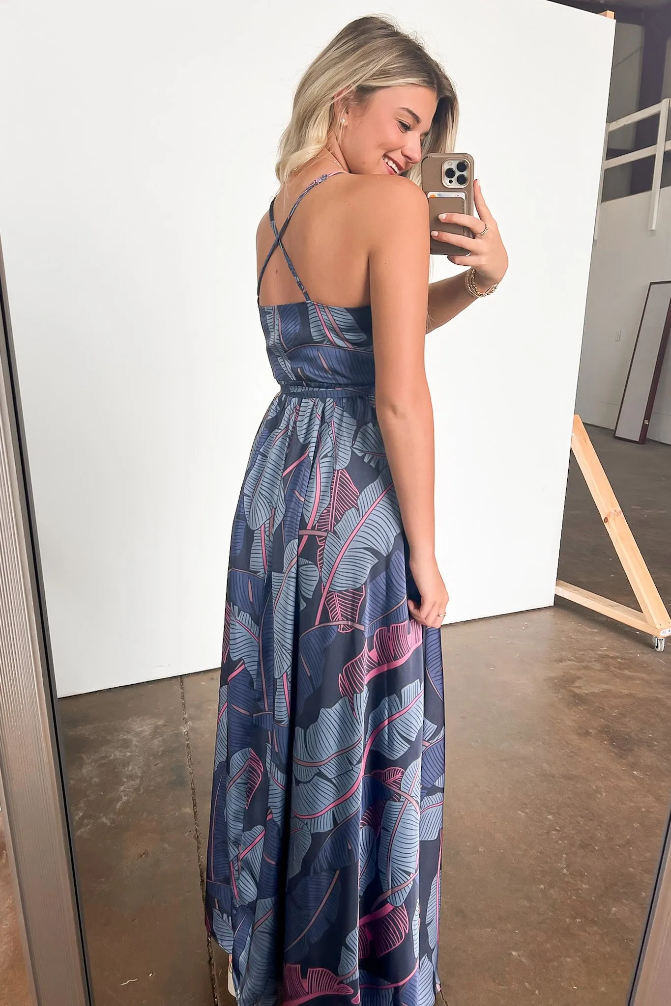 Lovely Mindset Leaf Print Wrap Maxi Dress - FINAL SALE