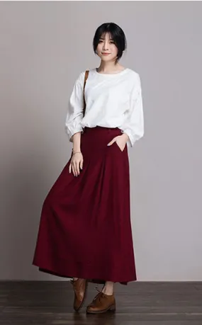 Lower back tightness linen spring  skirt  J084-11