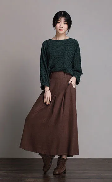 Lower back tightness linen spring  skirt  J084-11