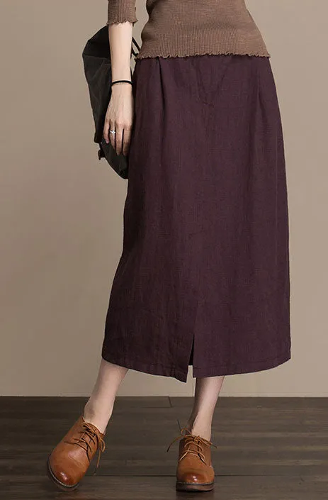 Lower back tightness linen spring  skirt  J084-11