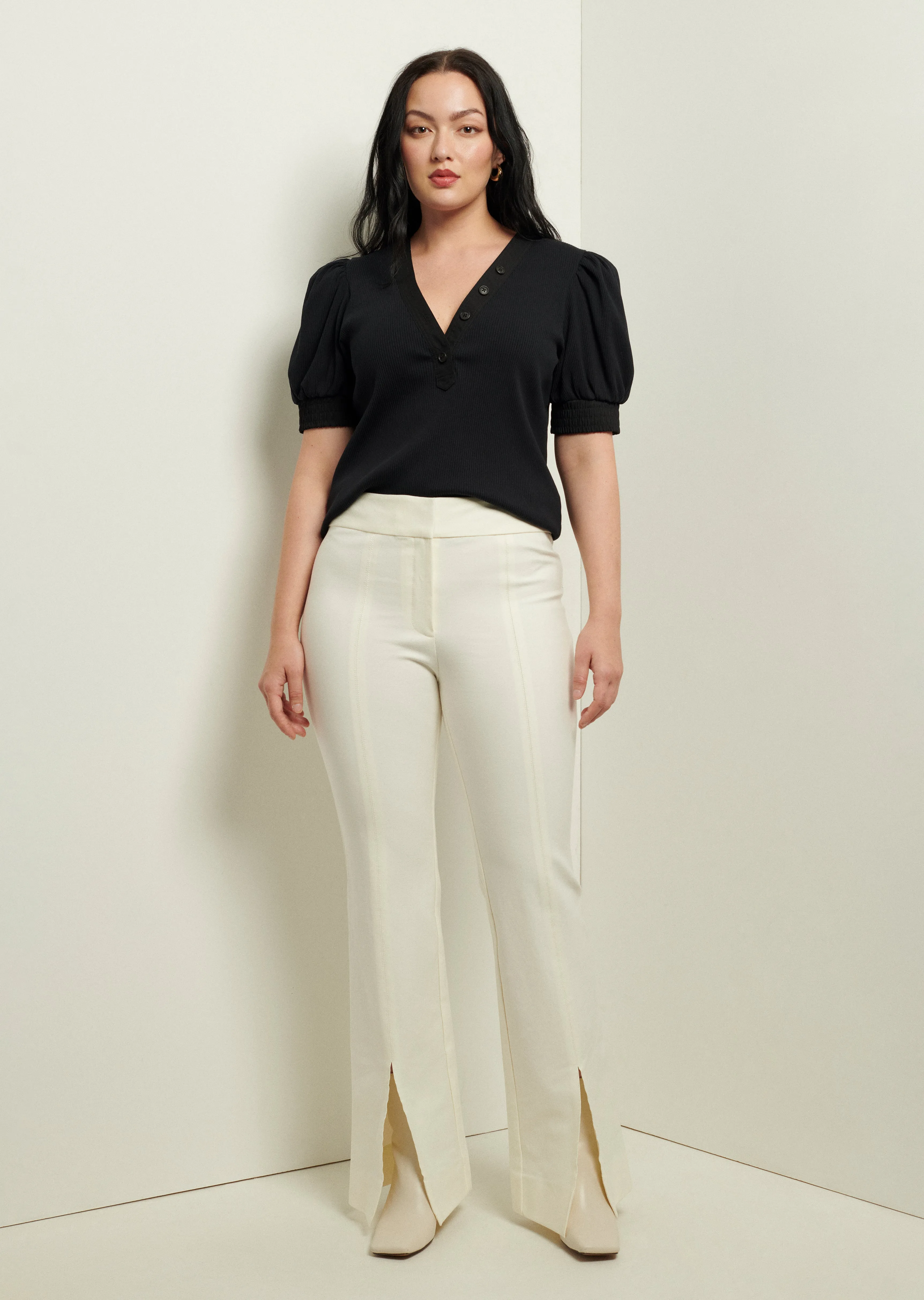 Maeve Front Slit Trousers - Soft White