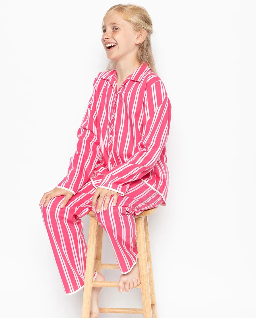 Mallory Pink Sateen Stripe Pyjama Set