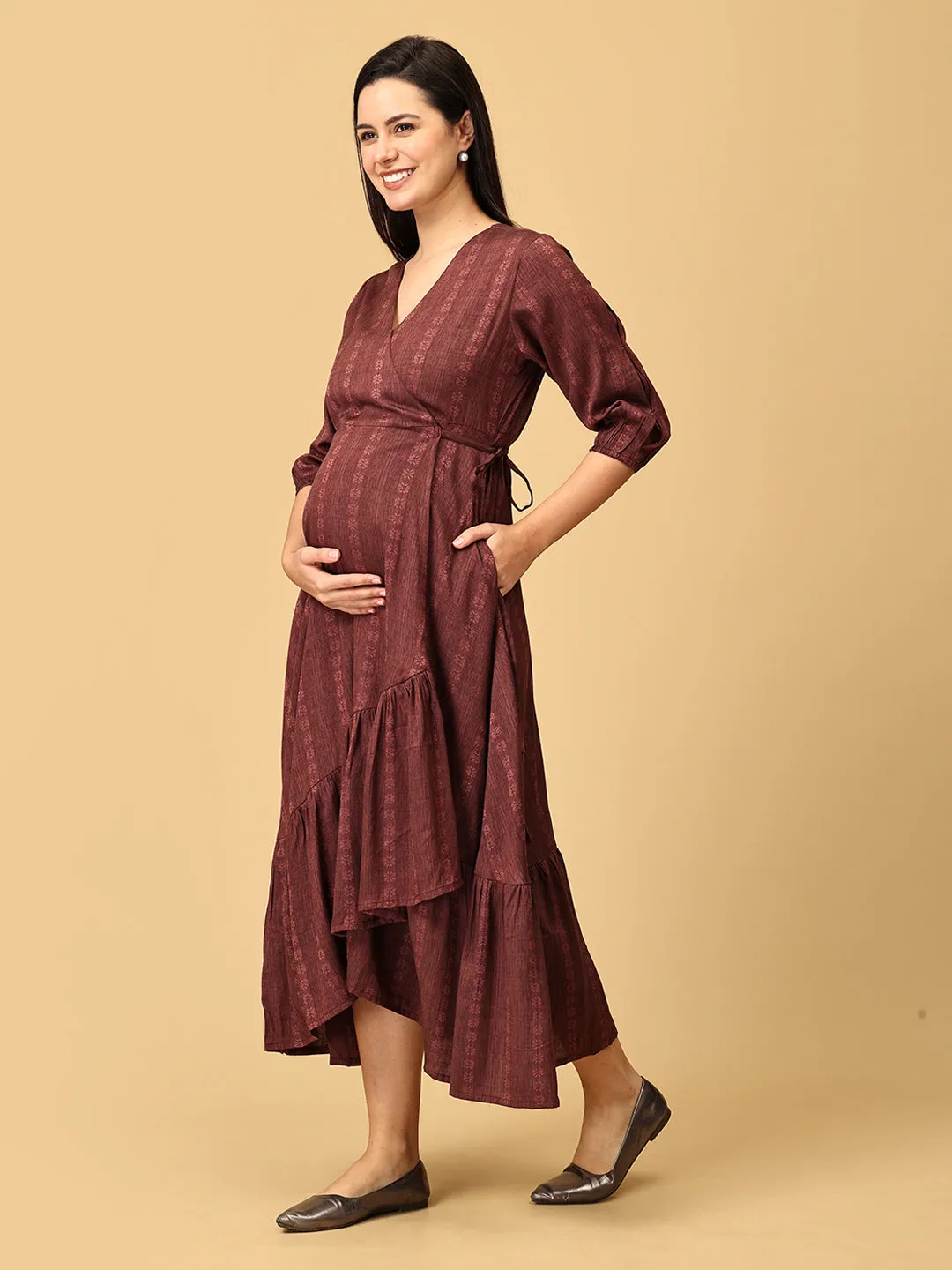 Maple Magic Maternity Wrap Dress